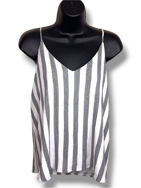 NWOT Large Staccato Striped Tank Lined White Black Sleeveless